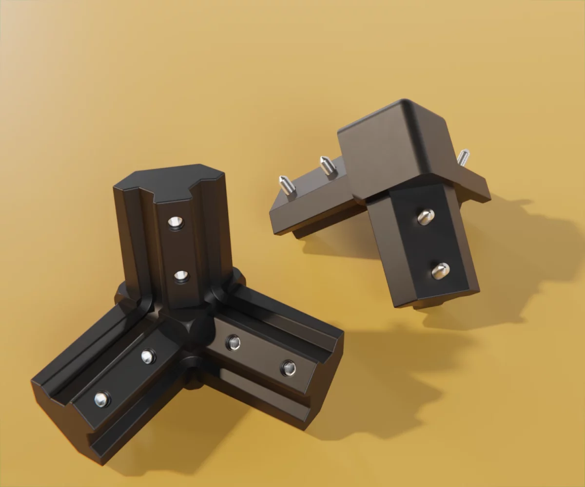 Zwei edge-plus-Verbinder vom Typ FC-AD-15054 auf einem gelben Hintergrund