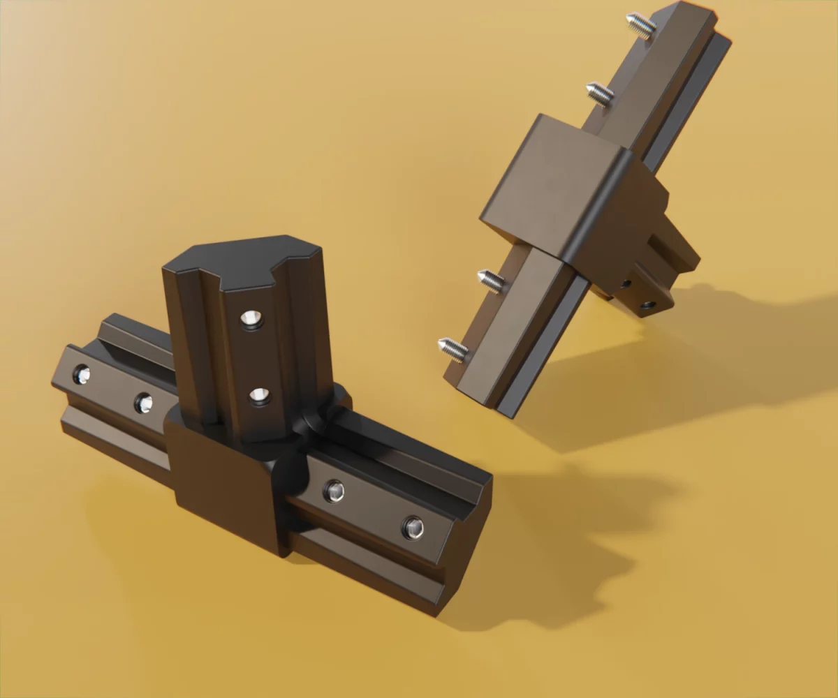 Zwei edge-plus-Verbinder vom Typ FC-AD-15055 auf einem gelben Hintergrund