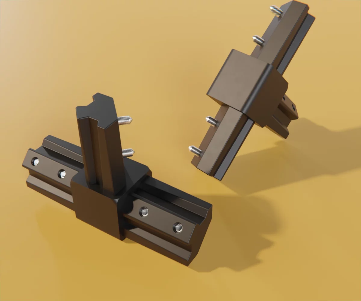 Zwei edge-plus-Verbinder vom Typ FC-AD-15056 auf einem gelben Hintergrund