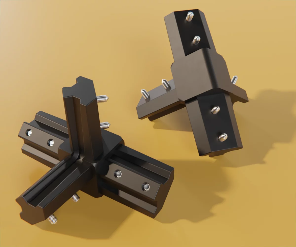 Zwei edge-plus-Verbinder vom Typ FC-AD-15057 auf einem gelben Hintergrund