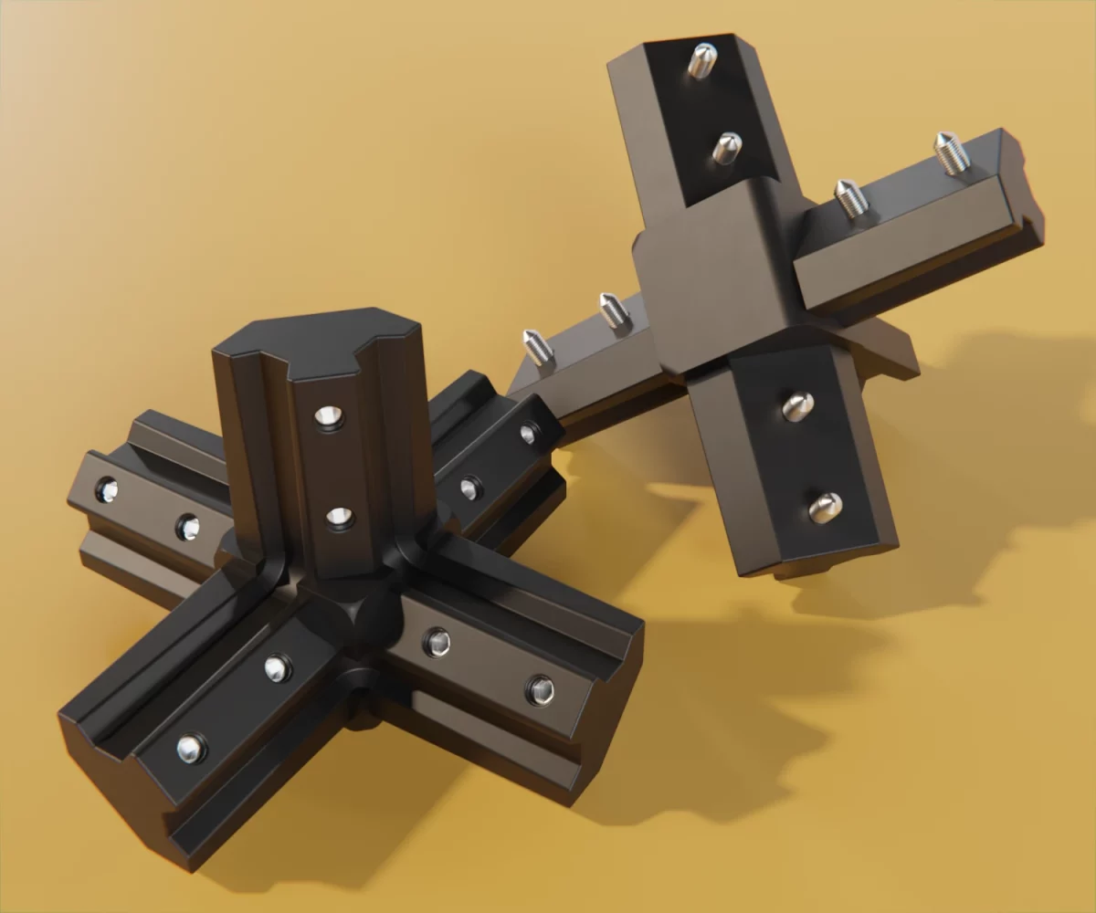 Zwei edge-plus-Verbinder vom Typ FC-AD-15058 auf einem gelben Hintergrund