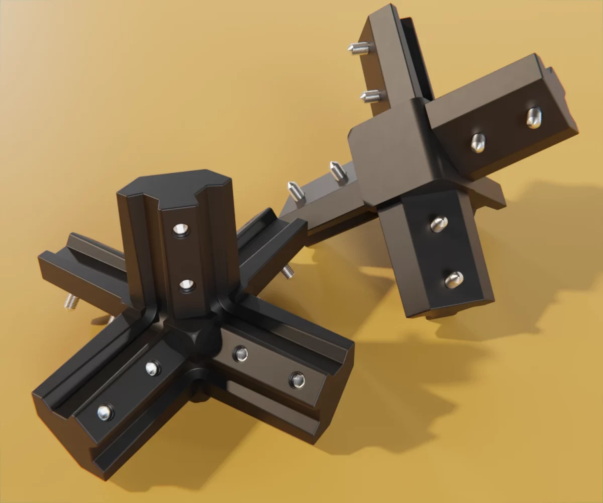 Zwei edge-plus-Verbinder vom Typ FC-AD-15059 auf einem gelben Hintergrund