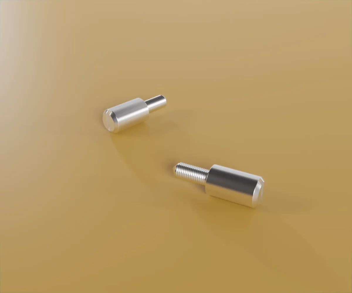 Zwei edge-plus-Zubehörteile vom Typ FC-ST-30005 auf einem gelben Hintergrund. Hierbei handelt es sich um Verbindungseinsätze für das edge-plus-System.