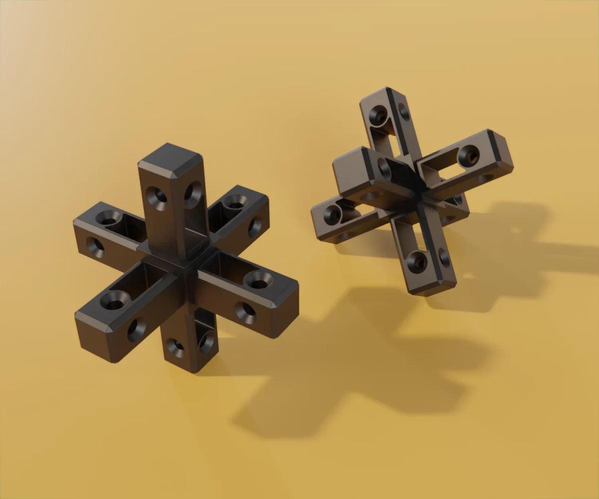 Zwei edge-Verbinder vom Typ FC-ZI-15028 auf einem gelben Hintergrund