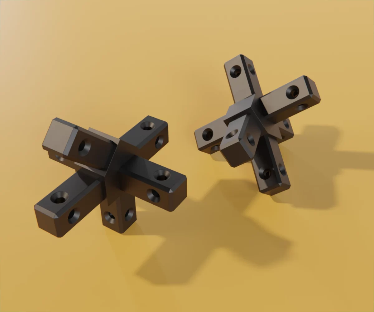 Zwei edge-Verbinder vom Typ FC-ZI-15036 auf einem gelben Hintergrund