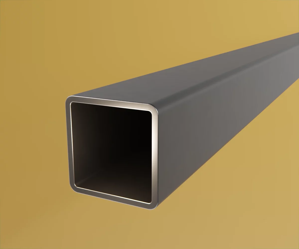 Ein edge-plus-profil vom Typ ST-PR-30001 auf einem gelben Hintergrund. Das Profil ist quadratisch.